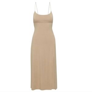 Wilfred Open Back Midi Dress Gold Camel Size Large Dreamweaver